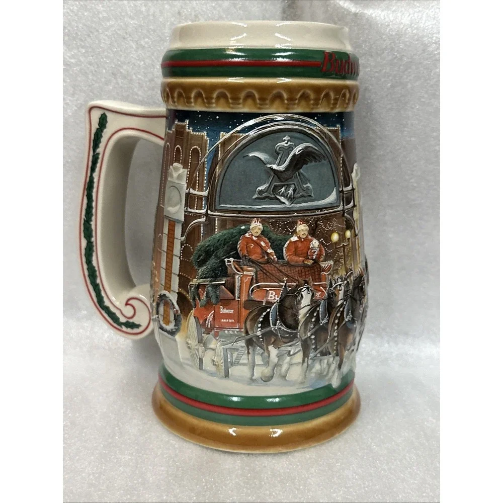 1997‎ Budweiser Holiday Stein Home For The Holidays Ceramic Collectible